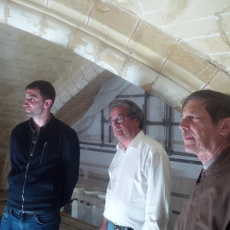 Visite des travaux sur la voûtes de la Grande chapelle